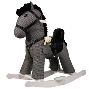 راکر اسب کودک چوبی طرح دار سفید - مشکی -اسباب بازی